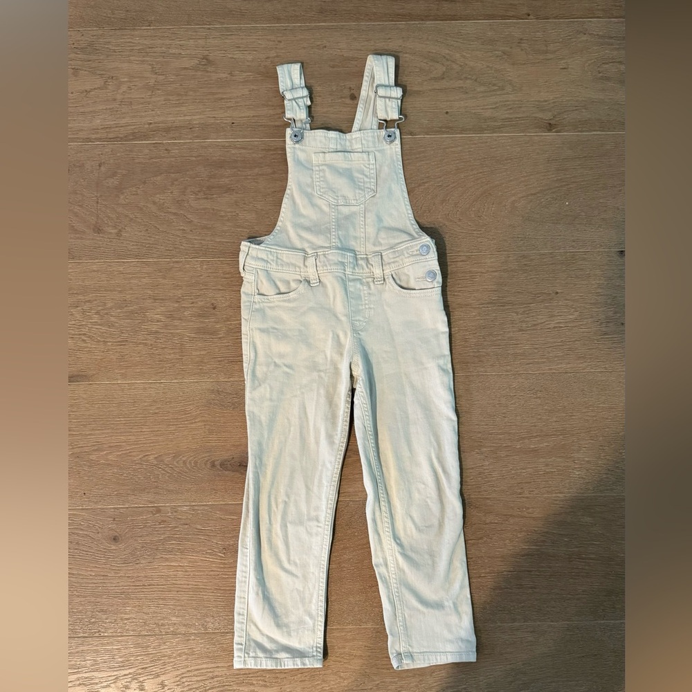Abercrombie Cream denim overalls girls size 5-6
